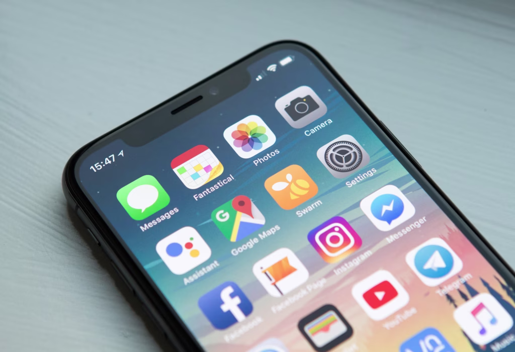 Iphone screen of différant apps